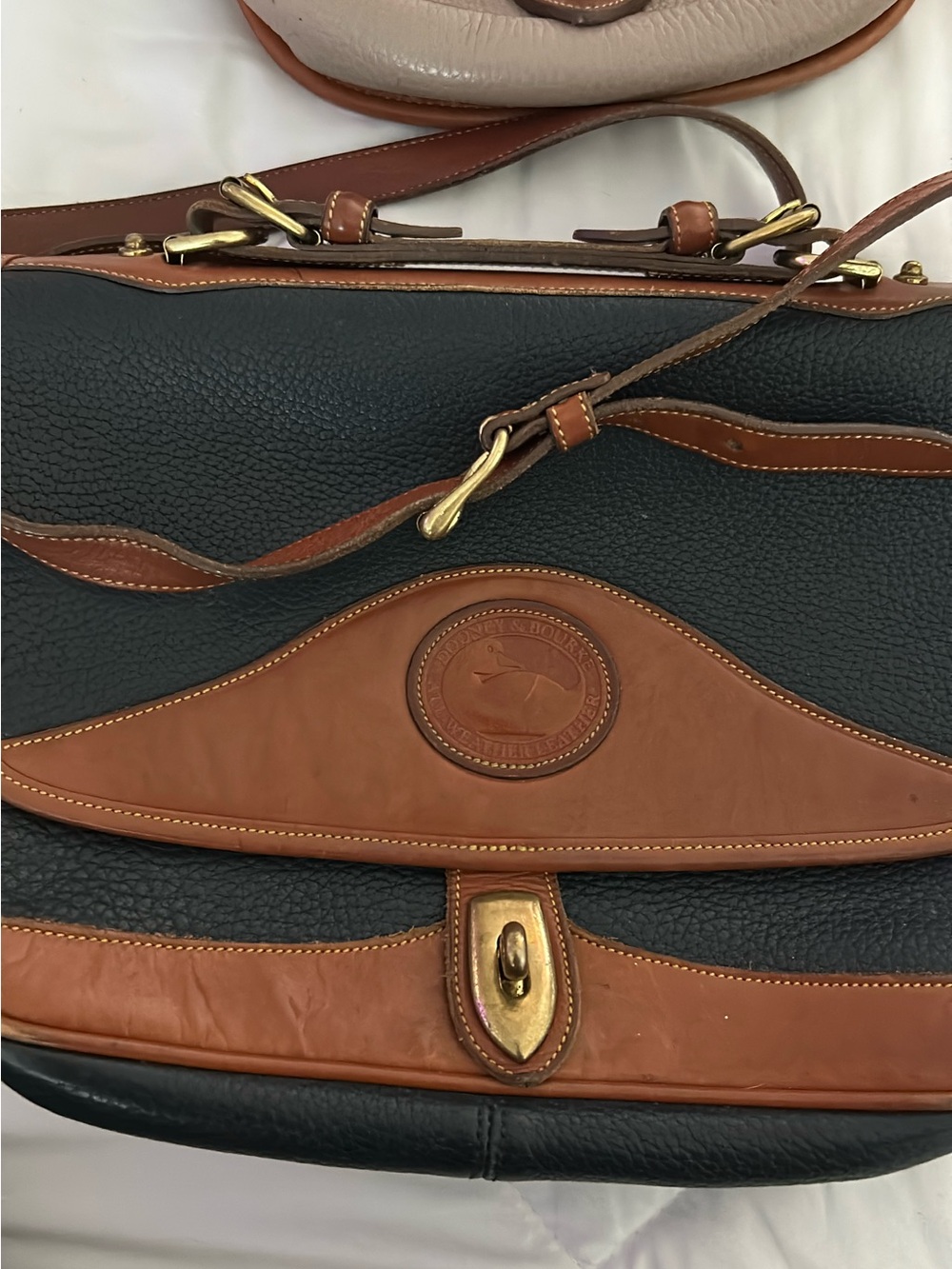 Leather Men’s Two-Tone Black and Brown Shoulder Bag